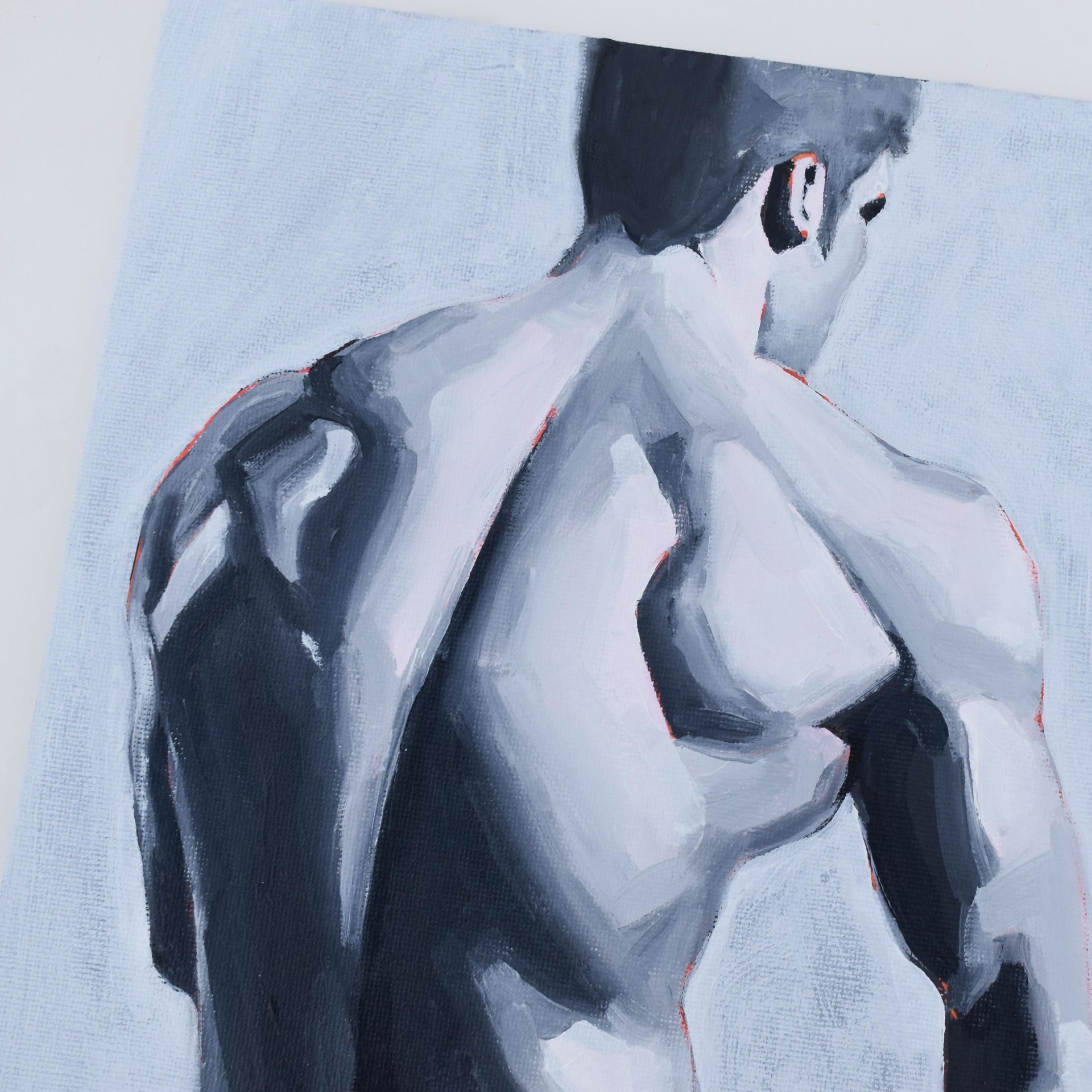 Original Hand painted Oil Painting on canvas Erotic Male Man Nude Gay