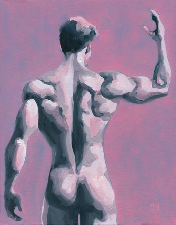 Original Hand painted Oil Painting on canvas Erotic Male Man Nude Gay