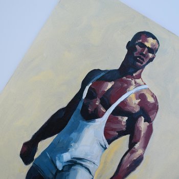 Original Hand painted Oil Painting on canvas Erotic Male Man Nude Gay