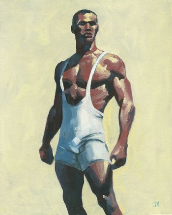 Original Hand painted Oil Painting on canvas Erotic Male Man Nude Gay