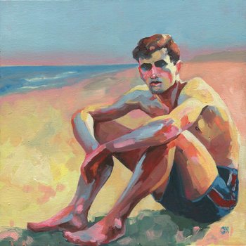 Original Hand painted Oil Painting on canvas Erotic Male Man Nude Gay