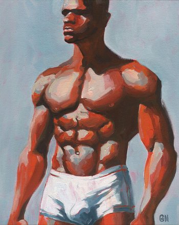 Original Hand painted Oil Painting on canvas Erotic Male Man Nude Gay