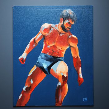 Original Hand painted Oil Painting on canvas Erotic Male Man Nude Gay