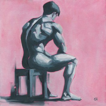Original Hand painted Oil Painting on canvas Erotic Male Man Nude Gay