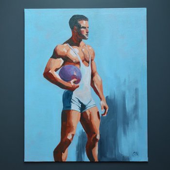 Original Hand painted Oil Painting on canvas Erotic Male Man Nude Gay