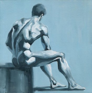 Original Hand painted Oil Painting on canvas Erotic Male Man Nude Gay