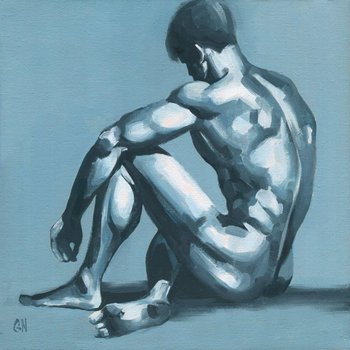 Original Hand painted Oil Painting on canvas Erotic Male Man Nude Gay