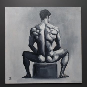 Original Hand painted Oil Painting on canvas Erotic Male Man Nude Gay