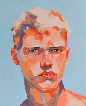 Original Hand painted Oil Painting on canvas Male Portrait  Man Gay