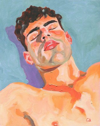 Original Hand painted Oil Painting on canvas Male Portrait  Man Gay