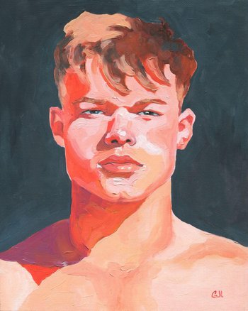 Original Hand painted Oil Painting on canvas Male Portrait  Man Gay