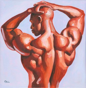 Original Hand painted Oil Painting on canvas Erotic Male Man Nude Gay